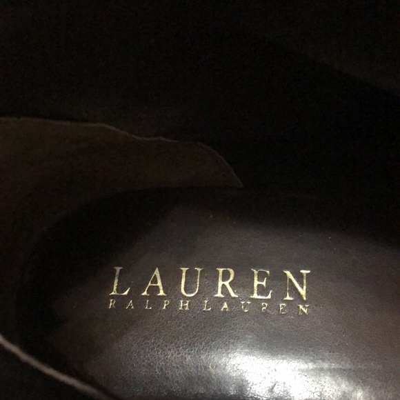 Ralph Lauren Brown Leather Sariah Knee High Boots With Brass Logo Detail Size 8 - Picture 16 of 16